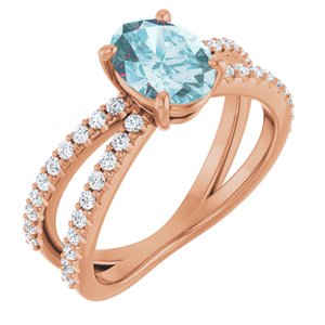14K Rose Gold Natural Sky Blue Topaz & 1/3 CTW Natural Diamond Ring