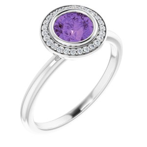 Platinum Natural Amethyst & .06 CTW Natural Diamond Ring