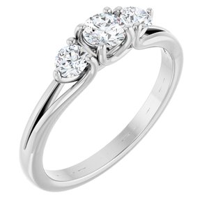 Platinum 1/2 CTW Natural Diamond Three-Stone Engagement Ring