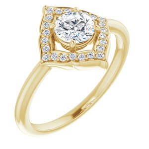 14K Yellow Gold 1/3 CTW Natural Diamond Halo-Style Clover Ring