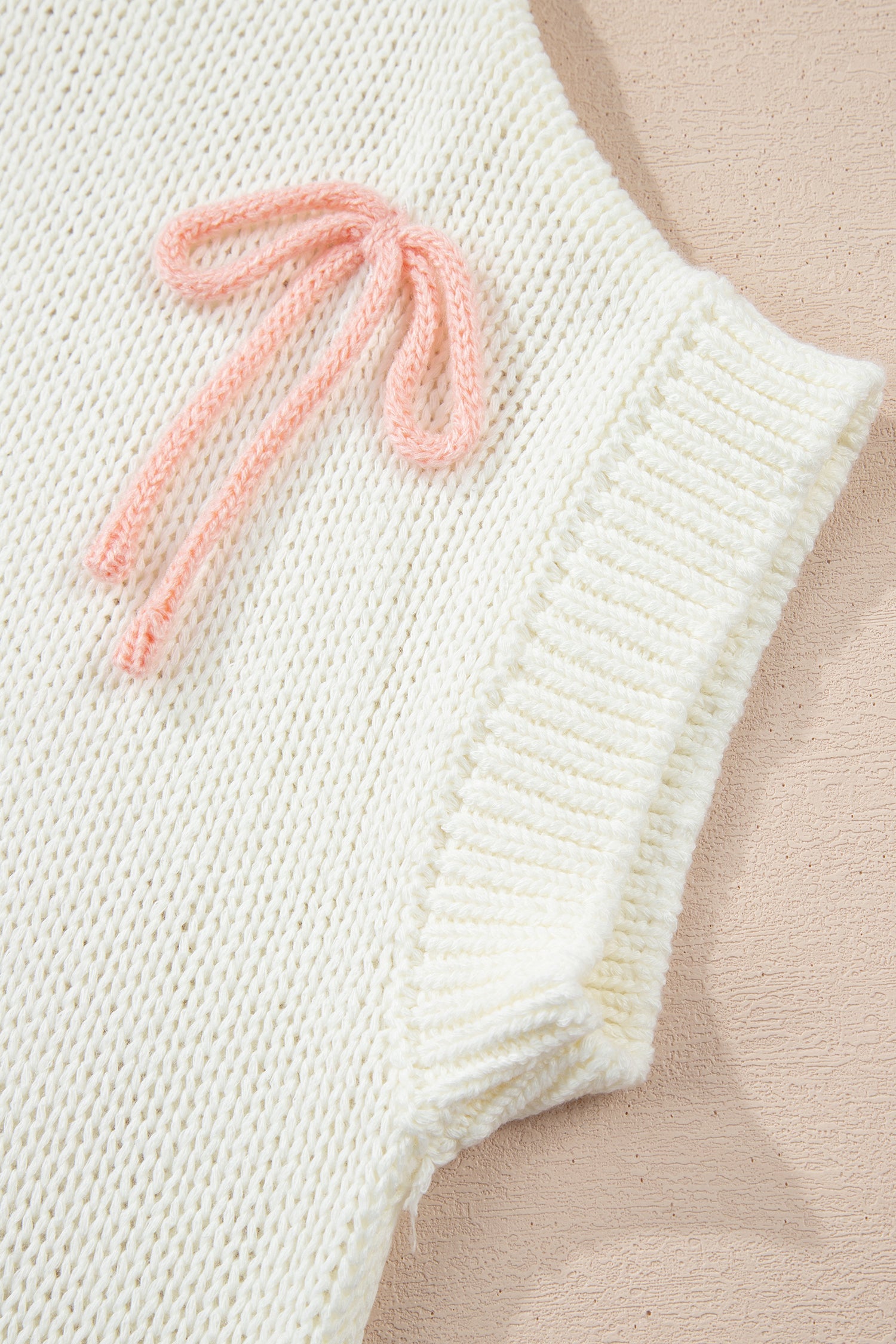 Short Sleeve Knit Contrast Bow-Knot Sweater