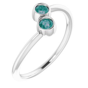 14K White Gold Lab-Grown Alexandrite Two-Stone Ring