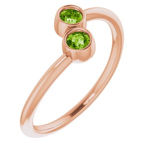 14K Rose Gold Natural Peridot Two-Stone Ring