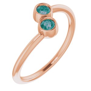 14K Rose Gold Lab-Grown Alexandrite Two-Stone Ring