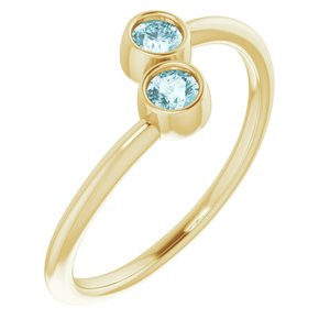 14K Yellow Gold Natural Sky Blue Topaz Two-Stone Ring