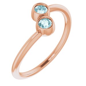 14K Rose Gold Natural Sky Blue Topaz Two-Stone Ring