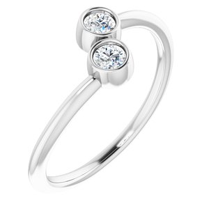 14K White Gold Natural White Sapphire Two-Stone Ring