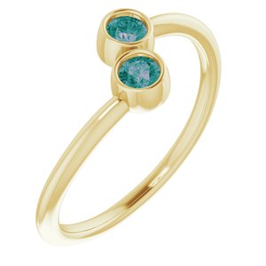 14K Yellow Gold Lab-Grown Alexandrite Two-Stone Ring