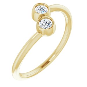 14K Yellow Gold Natural White Sapphire Two-Stone Ring
