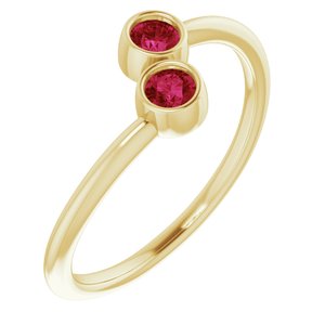 14K Yellow Gold Natural Ruby Two-Stone Ring
