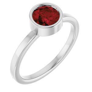 14K White Gold 6 mm Natural Mozambique Garnet Ring