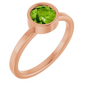 14K Rose Gold 6 mm Natural Peridot Ring