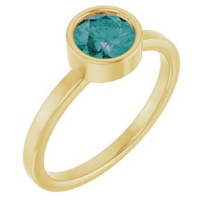 14K Yellow Gold 6 mm Lab-Grown Alexandrite Ring
