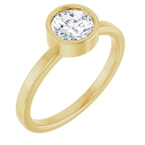 14K Yellow Gold 6 mm Natural White Sapphire Ring