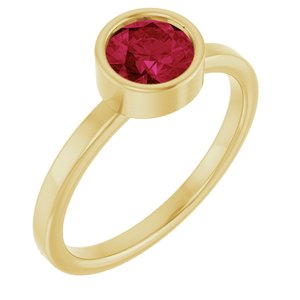 14K Yellow Gold 6 mm Lab-Grown Ruby Ring