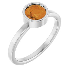 Platinum 6 mm Natural Citrine Ring