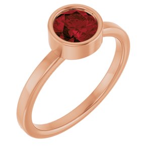14K Rose Gold 6 mm Natural Mozambique Garnet Ring