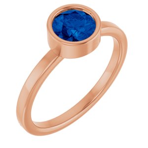 14K Rose Gold 6 mm Natural Blue Sapphire Ring