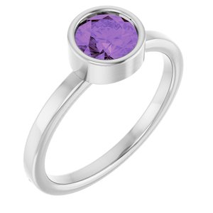 Platinum 6 mm Natural Amethyst Ring