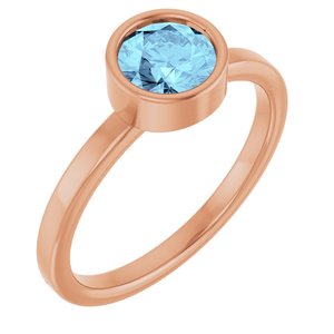 14K Rose Gold 6 mm Natural Aquamarine Ring