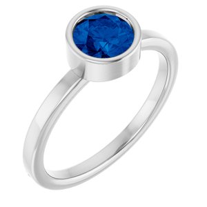 Platinum 6 mm Natural Blue Sapphire Ring