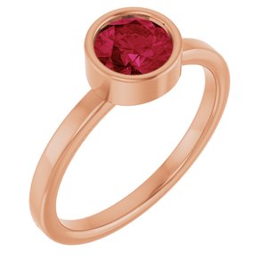 14K Rose Gold 6 mm Lab-Grown Ruby Ring