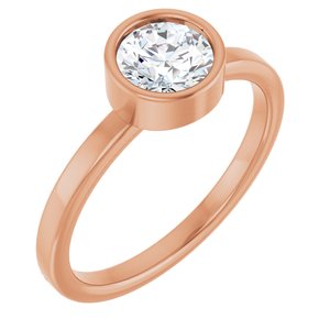 14K Rose Gold 6 mm Natural White Sapphire Ring