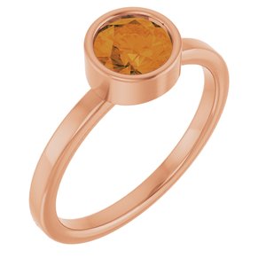 14K Rose Gold 6 mm Natural Citrine Ring