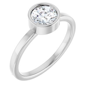 14K White Gold 6 mm Natural White Sapphire Ring