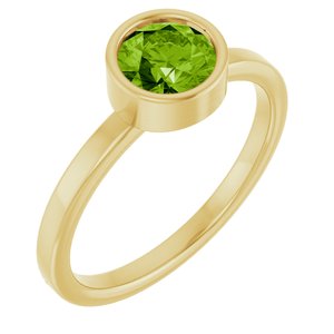 14K Yellow Gold 6 mm Natural Peridot Ring