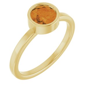 14K Yellow Gold 6 mm Natural Citrine Ring