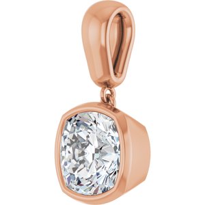 10K Rose Gold 9x9 mm Cushion Charm/Pendant Mounting – image 3