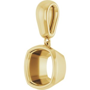 10K Yellow Gold 9x9 mm Cushion Charm/Pendant Mounting – image 4