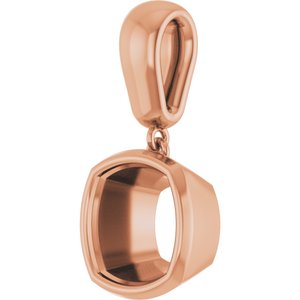 10K Rose Gold 9x9 mm Cushion Charm/Pendant Mounting – image 4