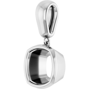 14K White Gold 9x9 mm Cushion Charm/Pendant Mounting – image 4