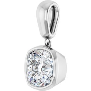10K White Gold 9x9 mm Cushion Charm/Pendant Mounting – image 3