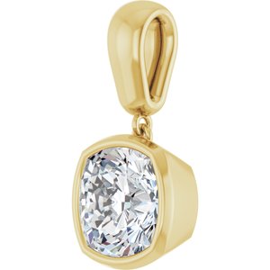 10K Yellow Gold 9x9 mm Cushion Charm/Pendant Mounting – image 3