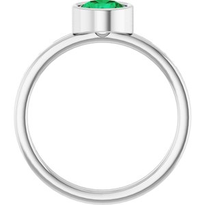 Platinum 6 mm Lab-Grown Emerald Ring