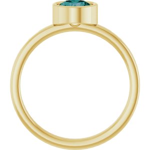 14K Yellow Gold 6 mm Lab-Grown Alexandrite Ring