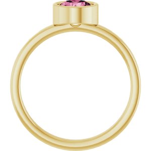 14K Yellow Gold 6 mm Natural Pink Tourmaline Ring