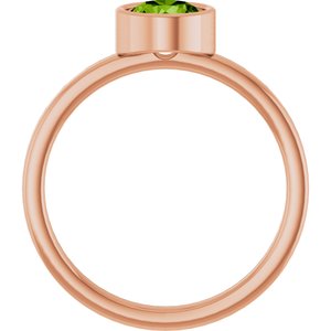 14K Rose Gold 6 mm Natural Peridot Ring