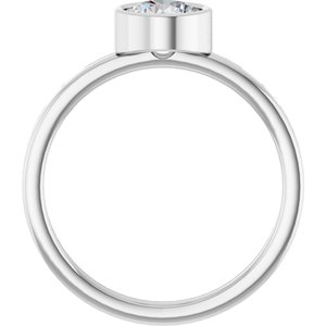 Rhodium-Plated Sterling Silver 6 mm Imitation Diamond Ring