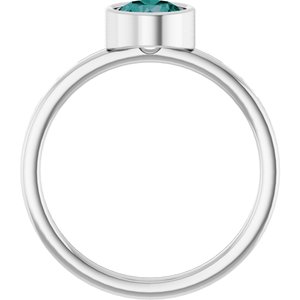 Rhodium-Plated Sterling Silver 6 mm Imitation Alexandrite Ring