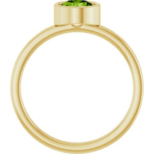 14K Yellow Gold 6 mm Natural Peridot Ring
