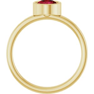 14K Yellow Gold 6 mm Lab-Grown Ruby Ring