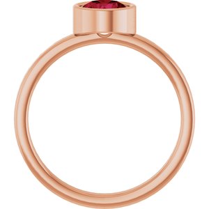 14K Rose Gold 6 mm Lab-Grown Ruby Ring