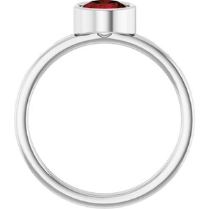 14K White Gold 6 mm Natural Mozambique Garnet Ring
