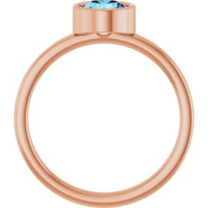 14K Rose Gold 6 mm Natural Aquamarine Ring
