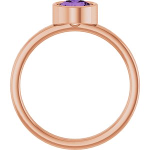 14K Rose Gold 6 mm Natural Amethyst Ring