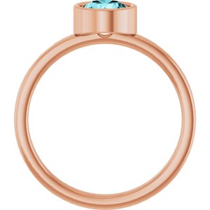 14K Rose Gold 6 mm Natural Blue Zircon Ring